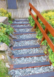 Anti slip decking strips for garden steps.