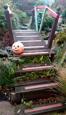 Anti-slip decking strips for slippery garden bridge.