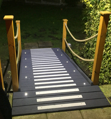 Non-slip decking strips glow in the dark.