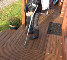 Non-slip decking strips help get a grip.