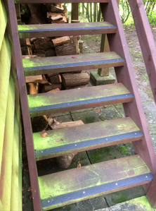 Non-slip decking strips make slippery steps safe.
