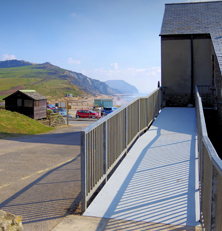 Non-slip floor sheets access-ramp.