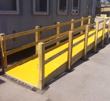 Non-slip floor sheets disabled access ramp.