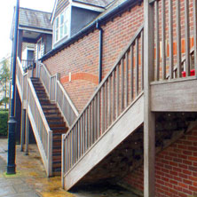 Stair nosings - anti-slip surface for a slippery timber stairway.
