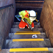 Anti-slip nosing installed at superstore stair well.