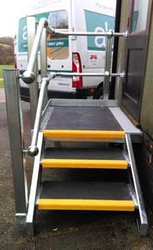 Anti slip stair treads door access platform.