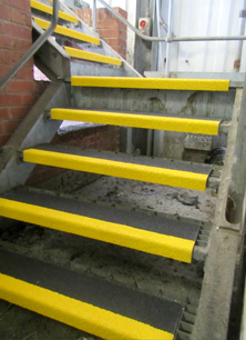 Anti-slip stair treads fire exit.